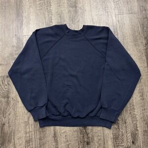 Vintage 90s Tultex Faded Navy Blank Distressed Grunge Sweatshirt L